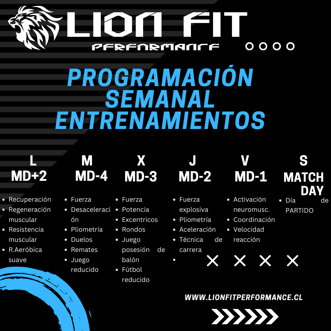 Organización semanal fuerza en el fútbol futbolista amateur 3 sesiones + partido